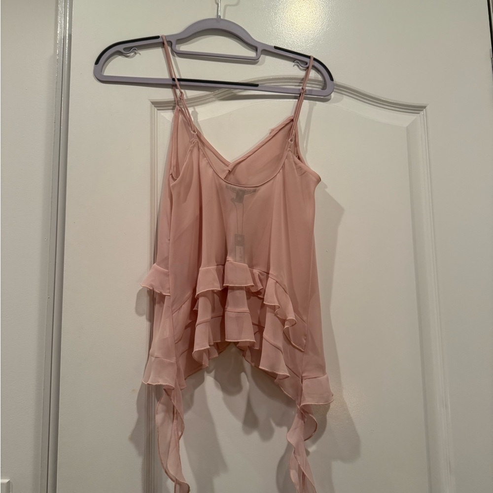 Sheer Pink Ruffle Top - Picture 2 of 3